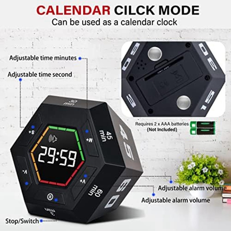 1 PCS Pomodoro Productivity Black Time Management Tool 3, 5,