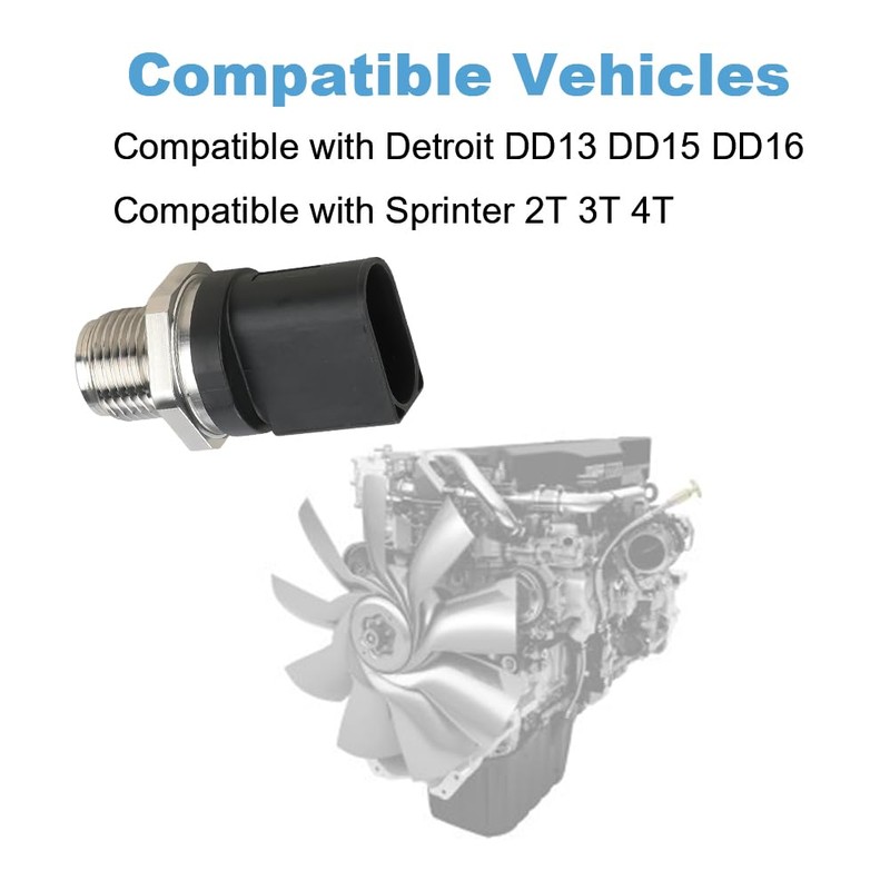 WATERWICH Fuel Rail Pressure Sensor Compatible with Detroit DD13 DD15
