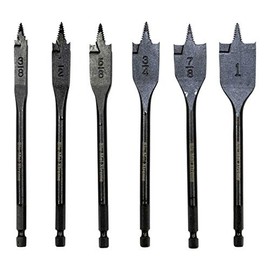 Disston 6pc. Threaded Spade Bit Set (3/8",1/2",5/8",3/4",7/8",1"), 6" long, E0102698
