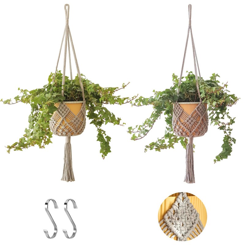 Hanging Planter with Patterns,2Packs Macrame Plant Hangers Indoor Macrame for