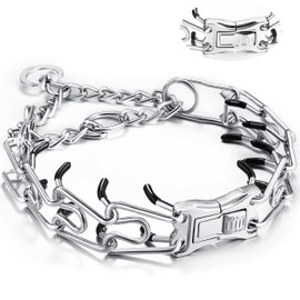 DEYACE Dog Prong Collar, Adjustable Stainless Steel Prong Collar for Small Medium Large Dogs, Pinch Collar with Quick Release Buckle