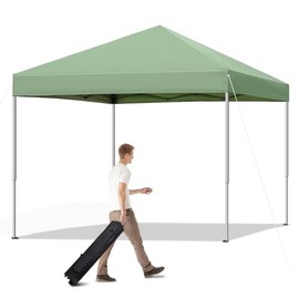 10x10 Pop Up Canopy Tent, Outdoor Canopy for Patio with Roller Bag, 3 Adjustable Heights, Outdoor Tent Canopy for Backyard/Bench/Garden,Green