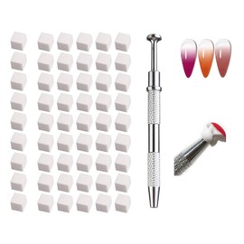 HIGHROCK100Pcs Nail Art Sponges and 1Nail Sponge Metal Gripper for Ombre , Nail Art Sponge Brush, Manicure Accessories for Nails, Nail Art Sponges for Ombre (White)