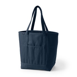 Lands' End Solid Long Handle Open Top Canvas Tote Radiant Navy Large