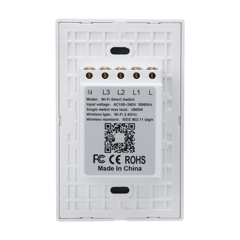 3 Gang Smart WiFi Light Switch Panel Touchable Wireless APP