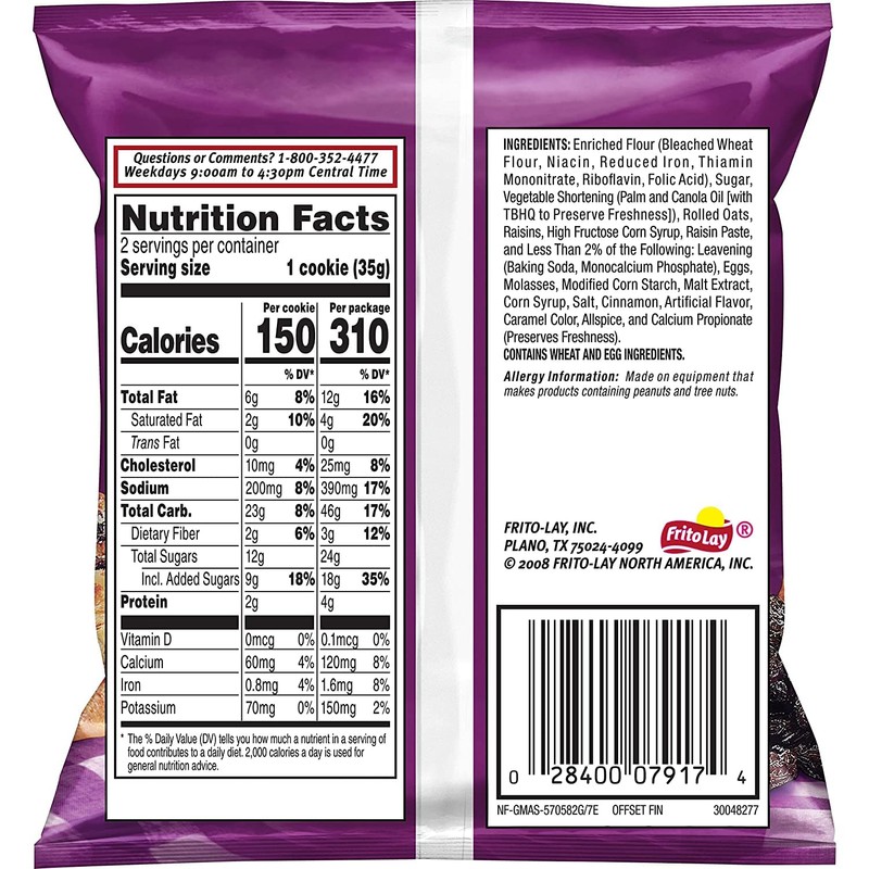 Grandma's Oatmeal Raisin Cookies, 2.5 Ounce (Pack of 30)