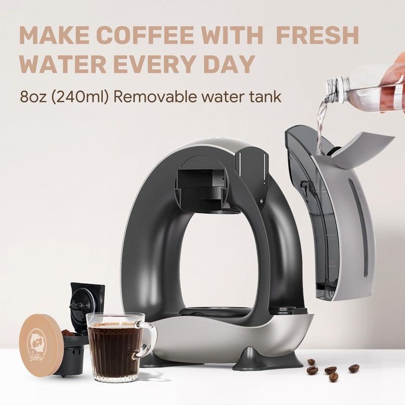 i Cafilas Single Serve Coffee Maker,1400Watts Fast Brewing Stylish＆Compact Design