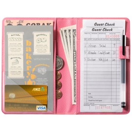 CoBak Server Book – Compact Organizer with Clear and Money Pockets, Pen Holder, Fits Apron Perfectly, Leather Waitress Book