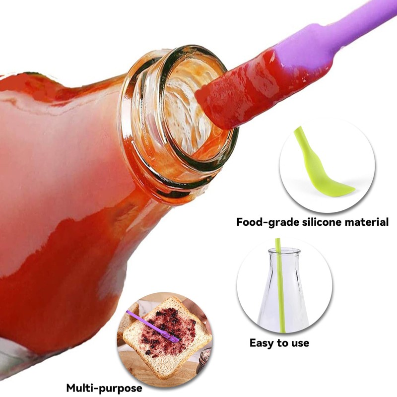 4Pcs Multifunctional Tiny Jar Scraper Spatula Non-Stick Long Handle Jar