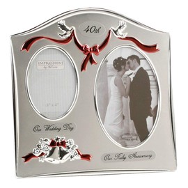 Juliana Photo Frame 2 Tone Silver Plated Double Wedding Anniversary - 40th Ruby FS55040