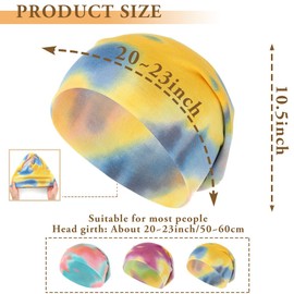 Bohend Bohemian Beanie Hats Headwear Cap Stretch Non Slip Bandanas Sleep Turbans Hats for Women Men Close top Head Covering (Colourful) Multicolor