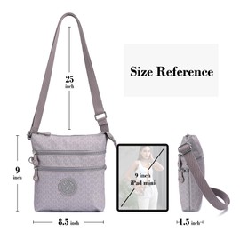 AOCINA Crossbody Purses for Women Lightweight Small Travel Bag Shoulder Purses and Handbags with Multi Zipper Pockets(Gray Plaid)