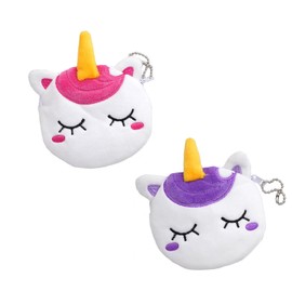 SURALIN 2 Pack Unicorn Soft Plush Purse for Women and Girls, Plush Purse, Cartoon Key Bag Organiser, Suitable for Kids and Adults, ['pink', 'blue']