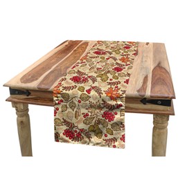 ABAKUHAUS Rowan Table Runner, Fall-Themed Mixed Pattern, Dining Room, Kitchen, Rectangular Decorative Table Runner, 40 x 180 cm, Red Beige