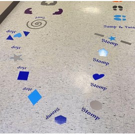 4-Inch Shapes Sensory Path Floor Decals for Kids - Vinyl Sensory Walk Decals - Classroom Floor Stickers - Education Sensory Walking Path Stickers - Daycare & School Hallway Decor - 4 Color, Sets