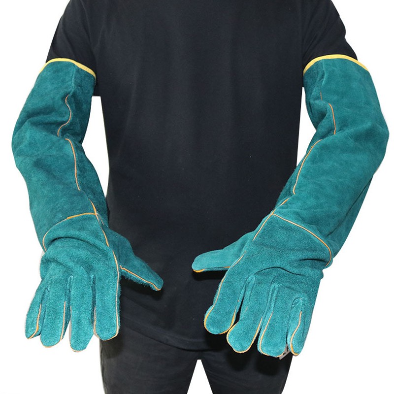 Anti Bite Safety Gloves Long Leather Protective Gloves Pets Grasping