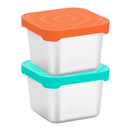 AUTUUCKEE 2 Pcs Snack Containers, Leakproof Small Food Containers with Lids, Stainless Steel Small Snack Boxes for Kids Travel, Cute Food Storage Containers for Lunch(Silver)