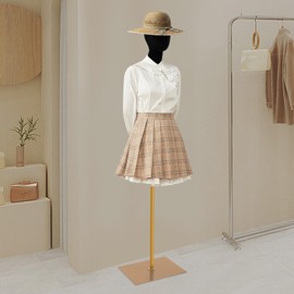 DYRABREST Adjustable Female Mannequin, 59-79 Inch Height Adjustable Dress Form with Velvet Cover Gold Arms for Clothing Store, Display (Black Gold)