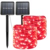 Red Solar Christmas String Lights Outdoor Waterproof 100 LED（2 Pack）