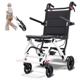 Foldable Portable Transport Wheelchair With Telescopic Hand For Adults & Seniors