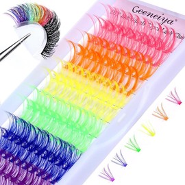 Volume Lash Clusters Kit DIY Lash Extension Kit D Curvature Eyelash Extensions with Lash Bond and Seal Tweezers,10-14mm Eye Corner Eyelashes and 16-18MM Cluster Lashes(300PCS,80D+100D):_Treasure-Fluffy