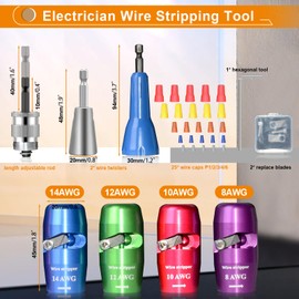 Luckyway Wire Stripper for Drill with Professional Electrician Wire Stripping and Twisting Tool, Wire Twister Tool for Drill, Quick Change Connector and Wire stripping Faster (Colorful, 4 PCS 8-14AWG)