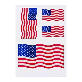 4 x 'American Flag' Temporary Tattoos - Water Resistant, Skin-Safe, Non-Toxic Transfers, Mixed Sizes (TO00046505)