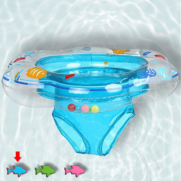 Baby Swimming Ring Floats with Safety Seat Double Airbag Swim Rings for Babies Kids Swimming Float Baby Floats for Pool Swim Training Aid Kids PVC Pool Floats for Toddlers of 6-12 Months - Blue