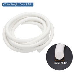 PATIKIL Silicone Foam Seal Strip, 3 M(9.8FT) 12mm(0.47") Dia Backer Rod Round High Density Solid Sponge Rubber Weather Stripping Cord for Sealing Gap Blocker Insulation, White