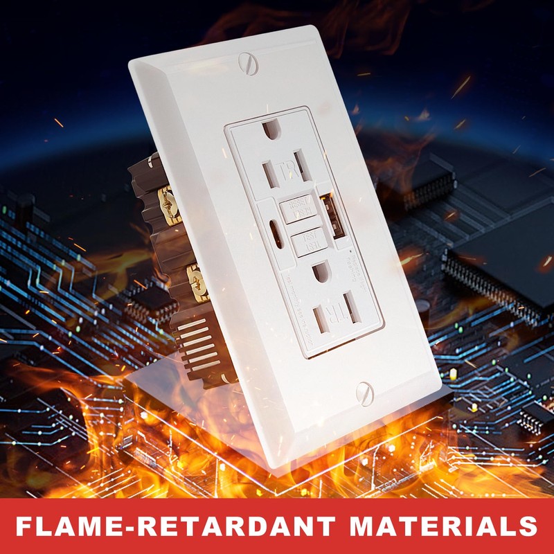 Delgada GFCI Outlet with USB Ports 15 Amp Electrical Outlet