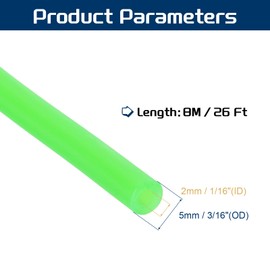 PATIKIL 26 ft (8 m) Natural Latex Hose, 1/16 Inch (2 mm) ID x 3/16 Inch (5 mm) OD Twin Rubber Hose for Sports, Fitness, Toys and Experiments, High-Quality Natural Latex, Non-Slip, Green