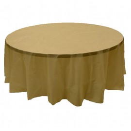 24 pcs (1 case) of Plastic Heavy Duty Premium Round tablecloths 84" Diameter Table Cover - Gold