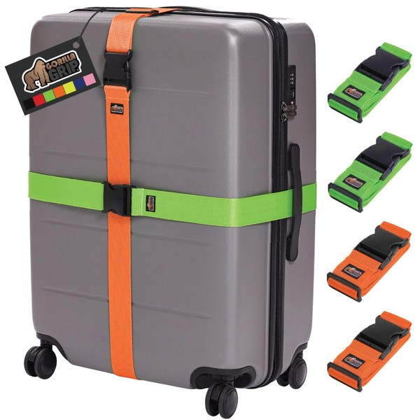 Gorilla Grip Heavy Duty 4 Pack Adjustable Luggage Straps for