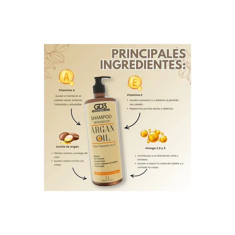 Kit Gd3 Argan Oil Shampoo 1 L Acondicionador 1 L