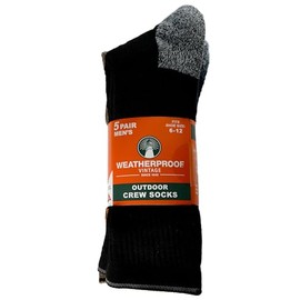 Weatherproof Men's Outdoor Wool Blend Crew Socks, 6-12 Shoe Size, 5 Pairs (Multicolor)