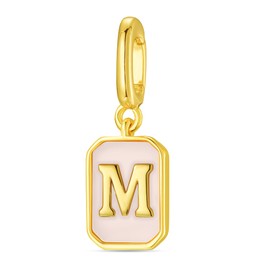 Leovqn Letter Charms Gold Initial Charm with Clasp Rectangle Alphabet Letter Pendants for Necklace Bracelet