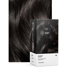IGK PERMANENT COLOR KIT | Easy Application + Strengthen + Shine | Squalane + Orchid Extract | Vegan + Cruelty Free + Ammonia Free | 140ml | 4.75 oz:_4N ORIGINAL BROWN
