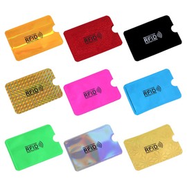 June tech Colorful RFID Card Holder, 9 Pcs RFID Blocking Sleeves Credit Card Sleeves Set RFID Identity Card Protector for Women Men