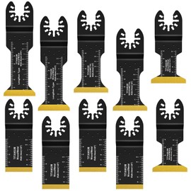 Multitool Saw Blades 10 Pieces Oscillating Saw Blades Titanium for Cutting Metal Wood Nails Oscillating Saw Blade Compatible with Dewalt Makita Rockwell Bosch Milwaukee (Pack of 10)