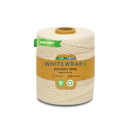 Organic Butchers Twine | 2mm Natural Cotton, 500 Feet – Oven-Safe for Turkey Trussing, Meat Roasting & Baking | Strong & Versatile for Cooking, Crafts & Gift Wrapping