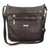 Black Genuine Real Leather Ladies Medium Handbag Shoulder Bag Long