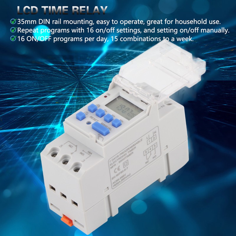 85‑265V AC 16A Weekly 12/24hrs Timer Switch LCD On Off