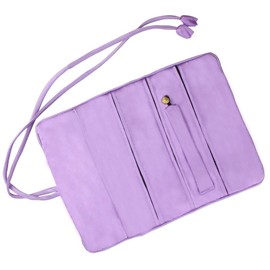 Lidwot Travel Silk Brocade Embroidery Jewelry Organizer Roll Bag,Jewelry Pouch Foldable,Retro Jewelry Organizer Rolling Bag,Jewelry Roll Case,Jewelry Storage Bag.Light Purple