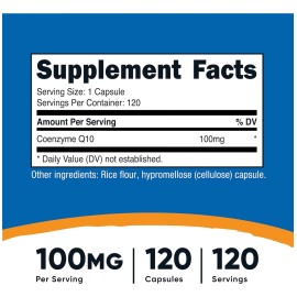 Nutricost Coq10 Coenzyme Q10 100 Mg 120 Cápsulas Natural