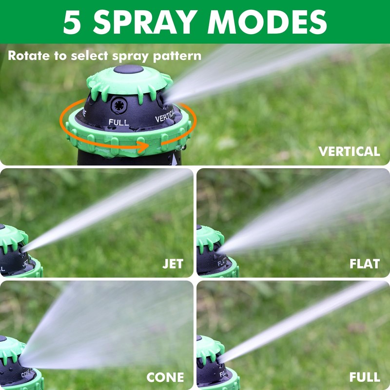 RESTMO Gear Drive Sprinkler with Metal T-Spike Base,Green