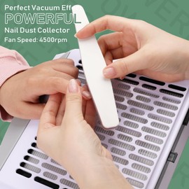 BQAN Nail Dust Collector with Dust Brush, 80W Dust Collector Nail Salon Electric Nail Dust Suction Machine for Acrylic Nails Polishing, Vacuum Dust Fan Manicure Tool