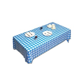 Plastic Tablecloth, 1 Piece Blue White Checked Tablecloths, Tablecloth Checked Blue White, Waterproof Birthday Tablecloths for Party, Children's Birthday, Wedding, Multicoloured, 140 x 272 cm