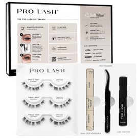 Pro Lash SoftWear Starter Lash Clusters Kit - Seamless, Lightweight Lashes - 7-Day Eyelash Extensions - 3 Sets of False Eyelashes Plus Adhesive, Remover, Tweezers - Classic Luxe Wispy No. 15 Black