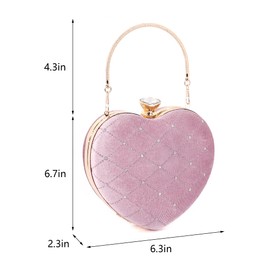 Naimo Womens Heart Bag Rhinestone Evening Bag Tote Handbag Wedding Cocktail Party Clutch Chain Purse
