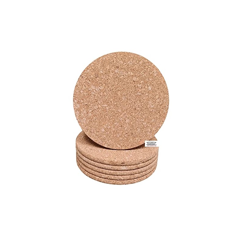 SaatSaa 6 x Cork Coaster Trivet - Heat Resistant Pads